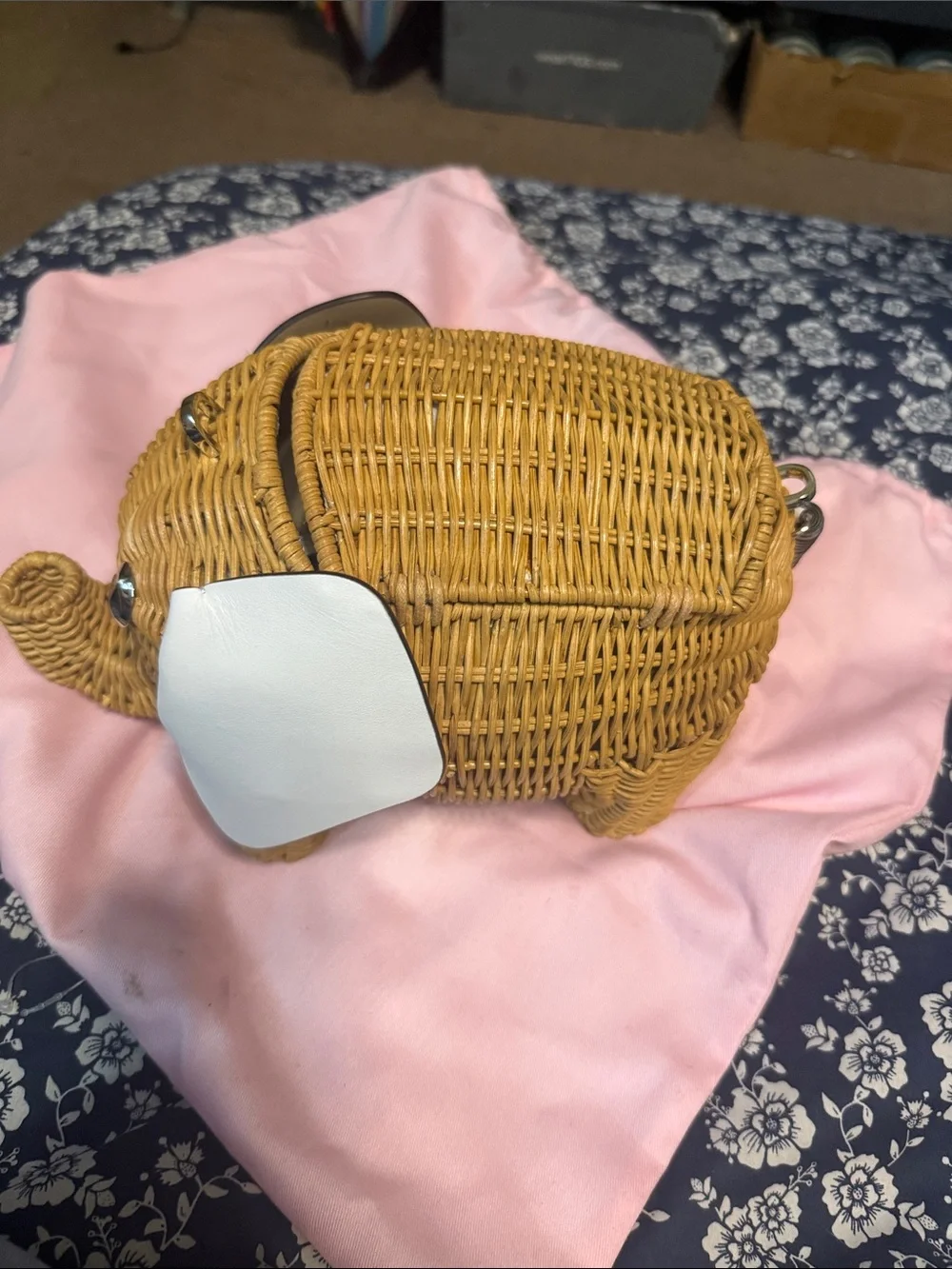 kate spade Wicker Elephant Crossbody Bag in Natural and White
